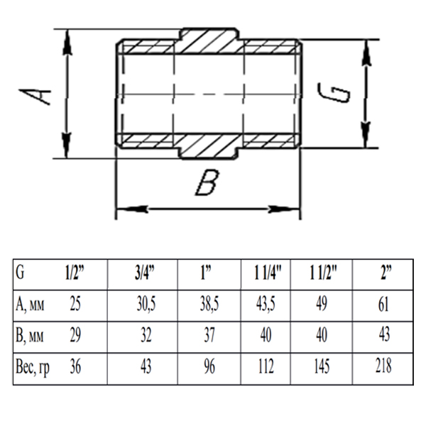 Ниппель Valfex 1", латунный никелированный