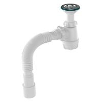 Сифон для кухни малый Sti S0515, 1 1/2"х40 с удлиненной горловиной с гофротрубой 40х40-50