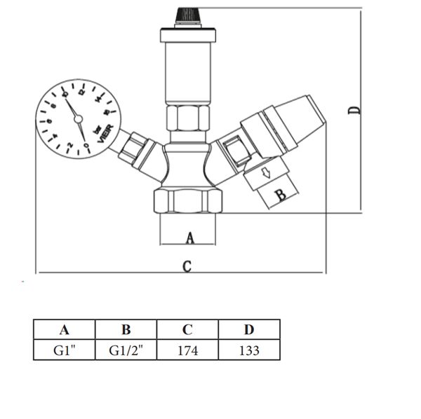 Группа безопасности Vieir AQ1123N, 3 бар