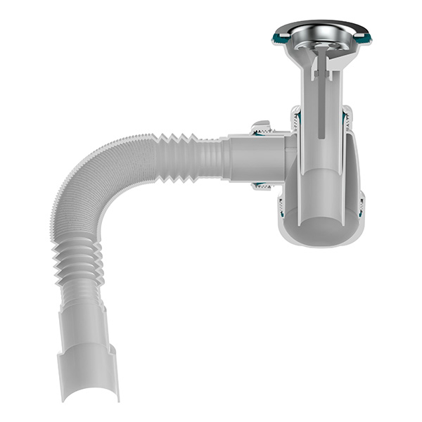 Сифон для кухни малый Sti S0515, 1 1/2"х40 с удлиненной горловиной с гофротрубой 40х40-50