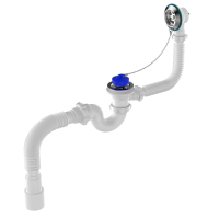 Сифон для ванны Sti V155-30-MR, 11/2"х40 с выпуском, переливом и гофротрубой 40х40-50