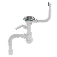 Сифон для мойки Sti B0140, 3 1/2"х40 с круглым переливом, отводом для стир. маш. и гофротрубой 40x40-50