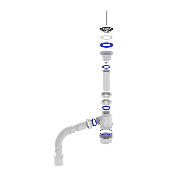 Сифон для кухни Sti B0110, 1 1/2"х40 с гибкой трубой 40х50