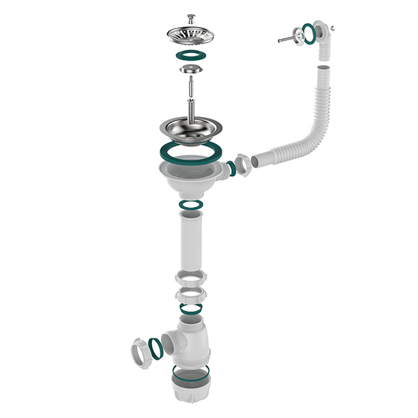 Сифон для мойки Sti B0142, 3 1/2"х40 с круглым переливом