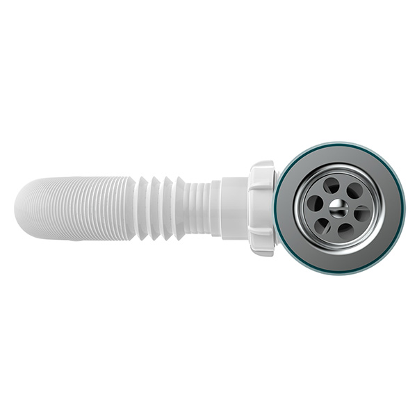 Сифон для кухни малый Sti S0515, 1 1/2"х40 с удлиненной горловиной с гофротрубой 40х40-50