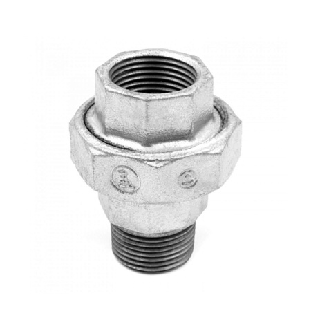 Комплект соединителя прямой американка чугунная оцинкованная (внутренняя/наружная резьба) + прокладка Fittex PLUS 15 (1/2")