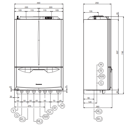 Газовый котёл Immergas Victrix Extra 35 Plus, с трубой, датчик температуры, комплект к бойлеру
