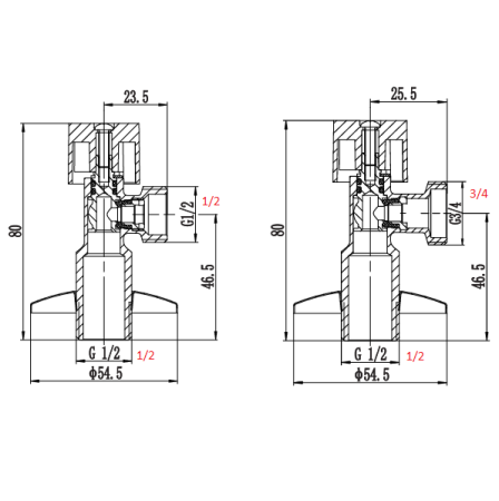 Кран сантехнический угловой Vieir VER55 1/2 x 3/4 наружная