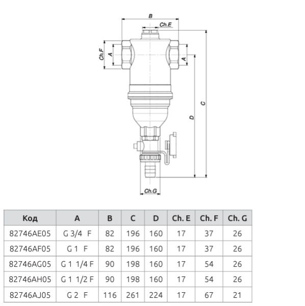 Сепаратор шлама Icma 746 с магнитом, 1 1/4"