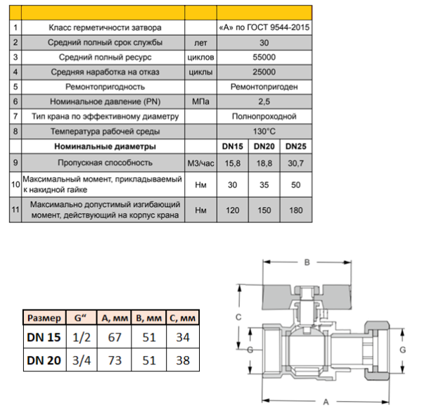 Кран шаровой Skat H3021 с накидной гайкой 1/2, бабочка