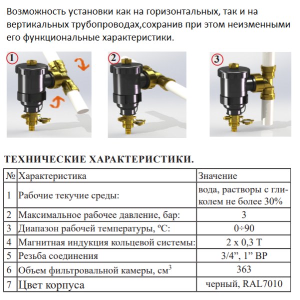Сепаратор шлама Vieir VR1141 с магнитом, 3/4"