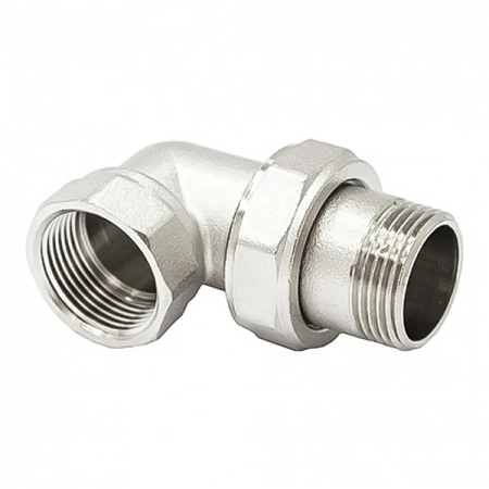 Соединитель угловой Skat sti 1" внутр. - наруж., латунный никелированный